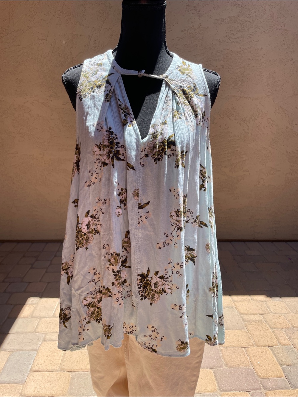 Free People Floral Oversized Flowy Tunic Tank Top